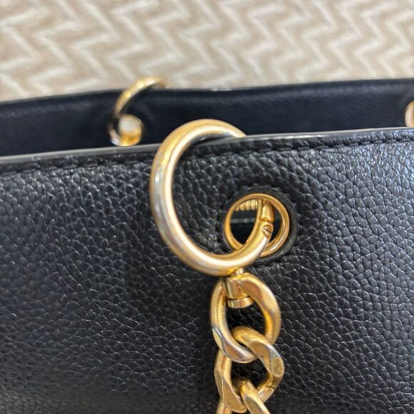 Tory Burch Black Leather Chain Strap Shoulder Tote Bag Purse - Picture 3 of 12